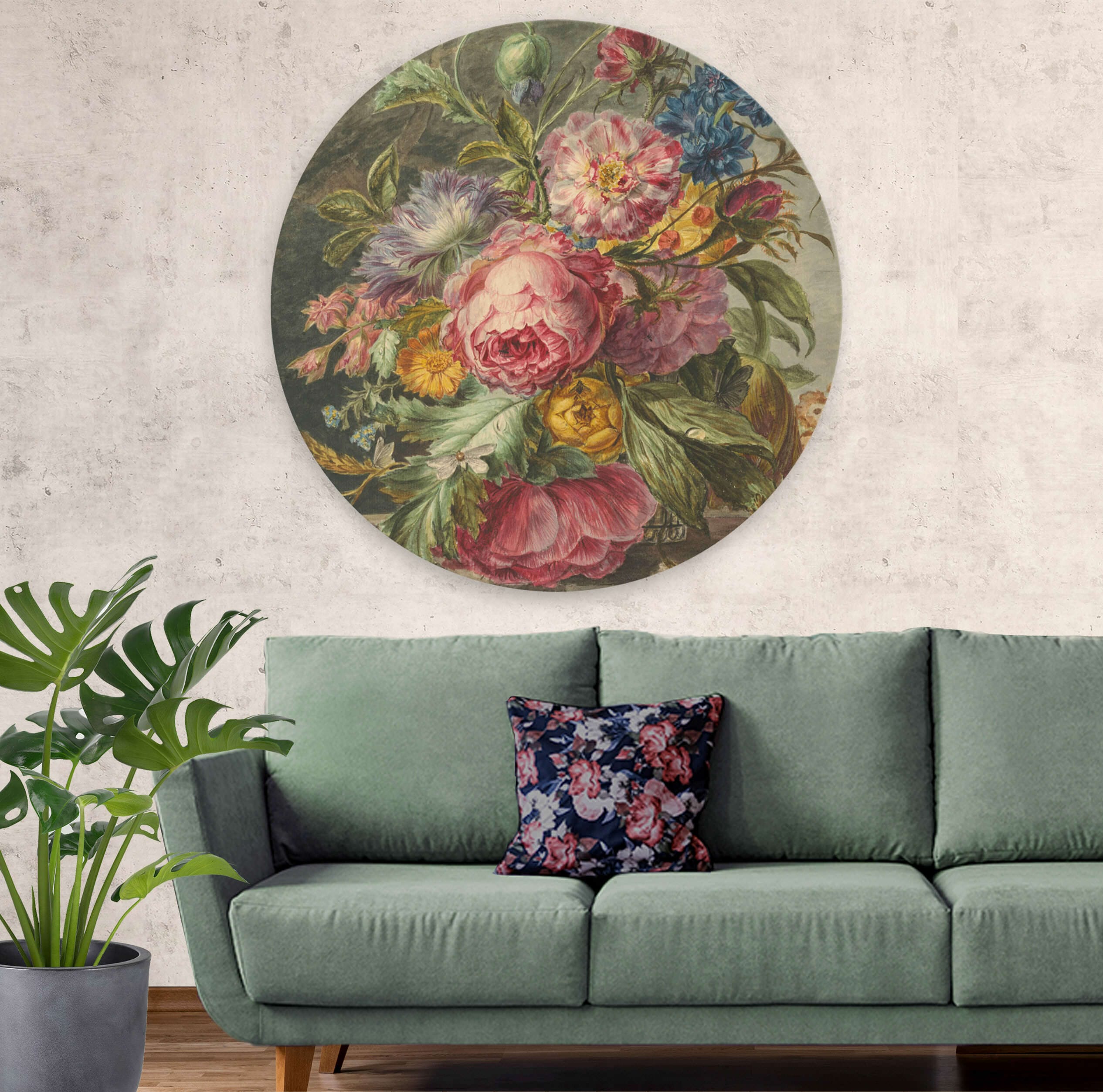 Muurcirkel Stilleven met bloemen Morel - Afbeelding 2