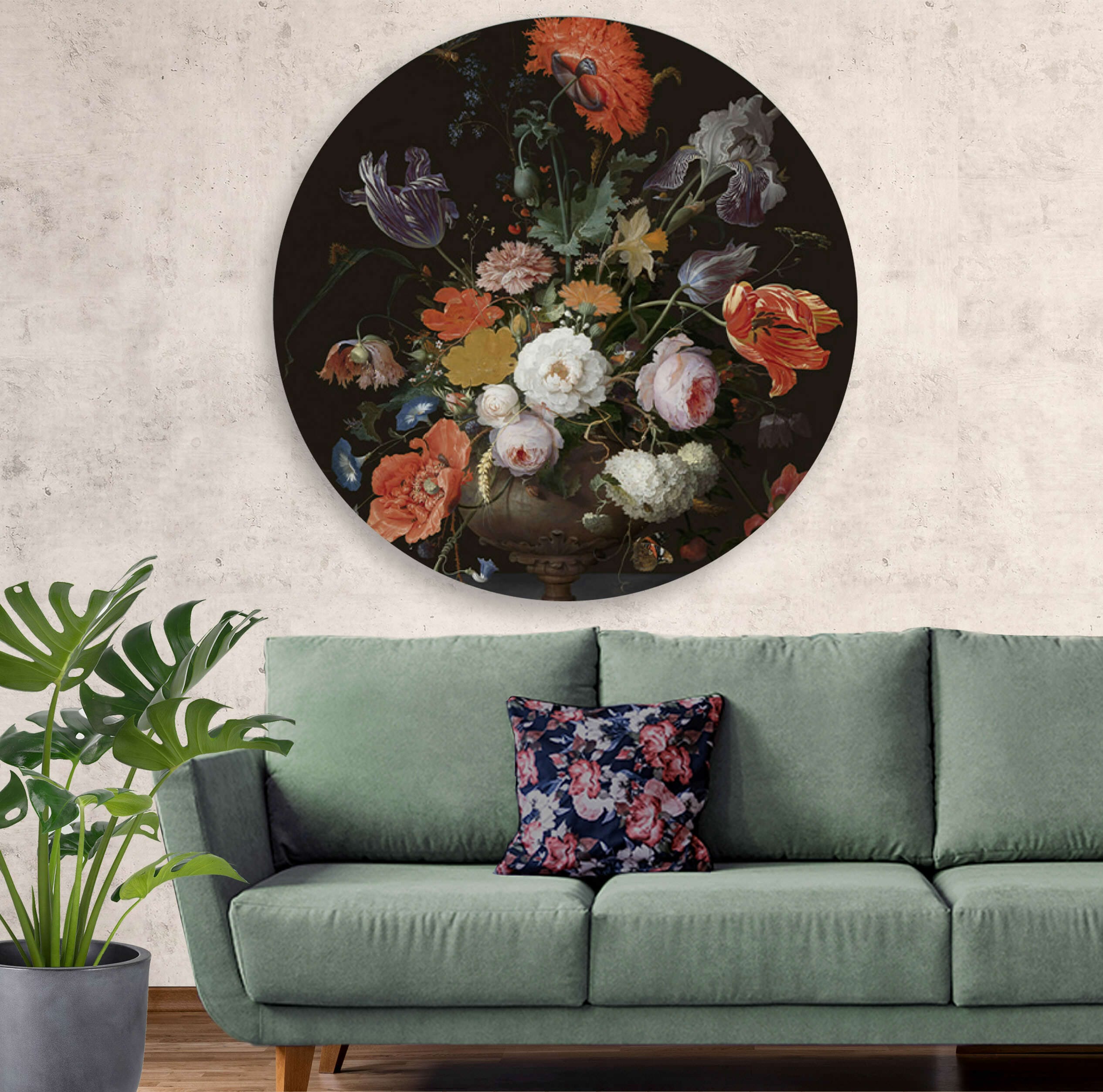 Muurcirkel Stilleven met bloemen - Afbeelding 2