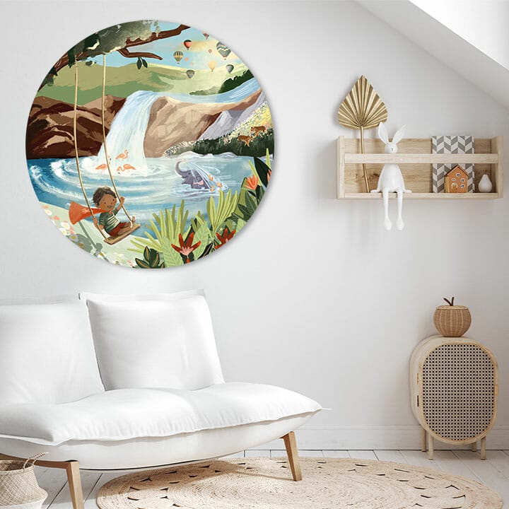 Muurcirkel Schommel Blijheid - Afbeelding 2