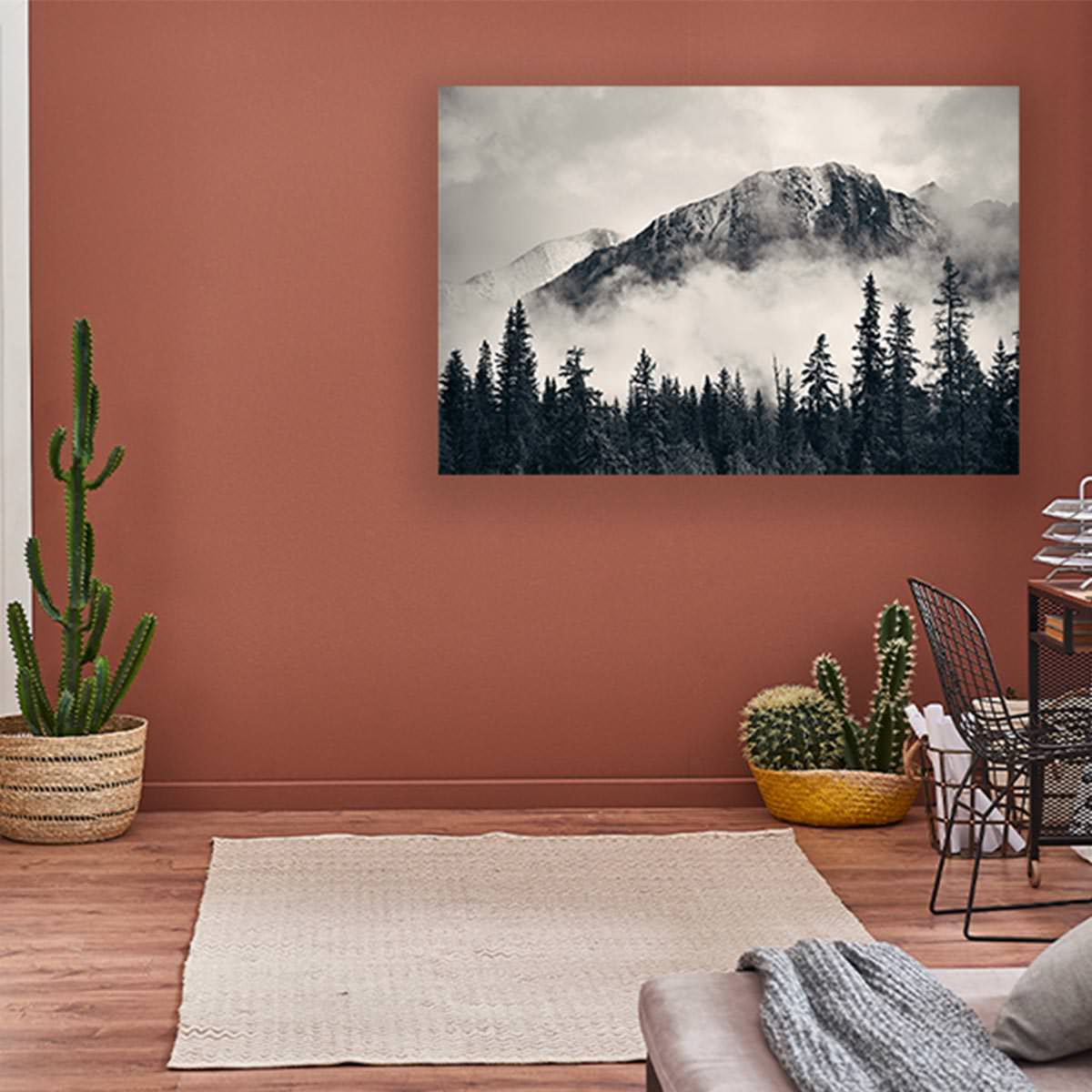 Muurdecoratie Berglandschap zwart wit - Afbeelding 2
