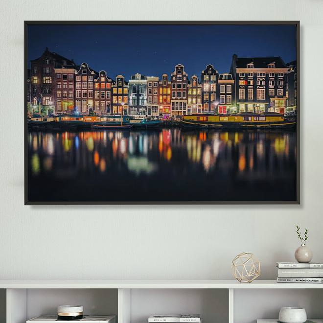 Muurdecoratie Grachtenpanden Amsterdam